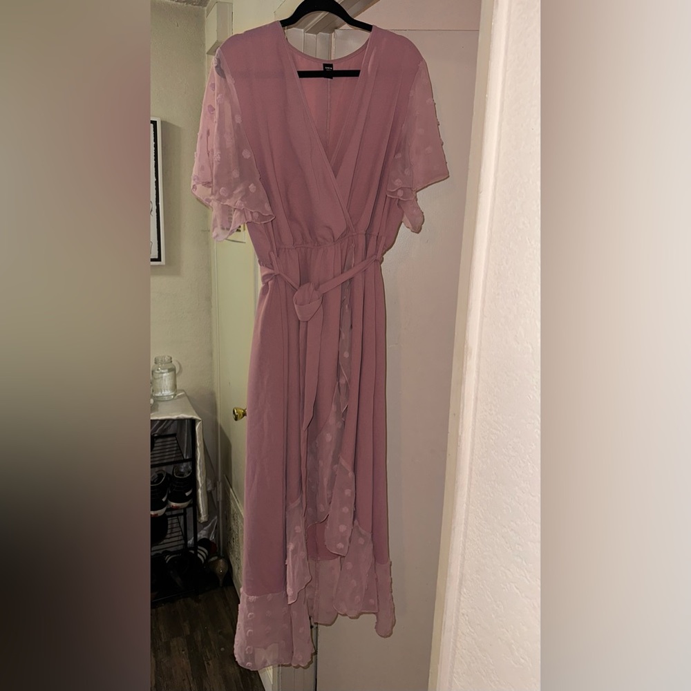 Shein Curve Pink Polka Dot Flowy Maxi Dress Size 2XL - Picture 10 of 14